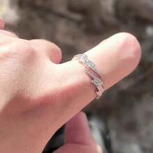 1 pieza Anillo abierto de aleación con diseño de relámpago, anillo de dedo exquisito para hombres, joyería versátil - Moda - Ver 4