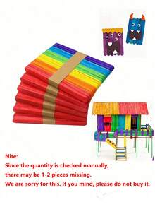 50/100 支冰淇淋棒冰棒棒 DIY 手工制作材料模型冰淇淋棒木块木棍，简易冰棒棒冰棒 - 彩色 - 查看 10