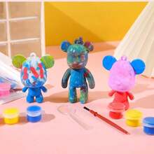 1/2/4/6/8 Pcs Random Cartoon Bear, Art Keychain, DIY Keychain Material Kit, Suitable For Party Gifts, Theme Party Graffiti DIY Materials (Random Box, Color, Style)