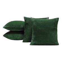 Kit Of 4 Soft Cushion Covers In High Relief Ribbed 45cm X 45cm And 60cm X 30cm With Zipper - Velvet Bariloche - 翠 - 查看 1