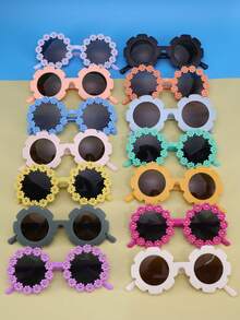 2 件装多样形状儿童花卉图案时尚眼镜，适合时尚搭配、休闲外出、春季旅行、街头摄影