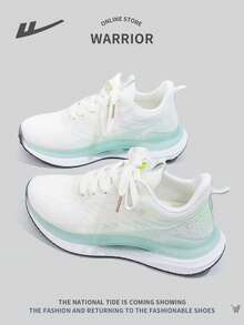 WARRIOR 2024 New Sports Style Women Outdoor Comfortable Fashion Running Shoes, Spring/Autumn Breathable Lace-Up Soft Bottom Non-Slip Casual Sneakers - Green - View 3