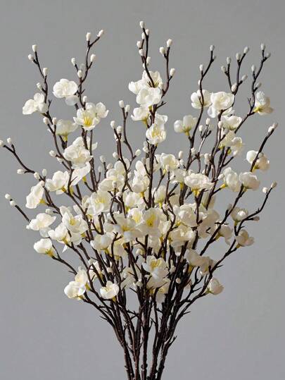 10 Artificial Plum Blossom Stems 21.7 Inch Plastic Simulation Flowers Suitable For Home Hotel Office Wedding Party Garden Decoration Festival And Seasonal Events Floral Decoration