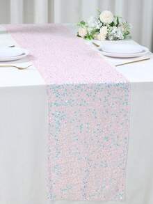 1 Stück rosa Pailletten glänzender Tischläufer, rosa funkelnde Tischdecke, Raumdekoration, Heimdekoration, Tischdekoration, rosa Meerjungfrau Thema Geburtstag Baby Dusche Hochzeit Party Küche Esszimmer Tischdekoration Zubehör, Meerjungfrau Party Dekoration, Meerjungfrau Geburtstags Party Zubehör, Meerjungfrau Dekorationen, Tischornament, Unterwasser Ozean Thema Geburtstag Dekoration, Baby Dusche Dekoration, Party Geschenke