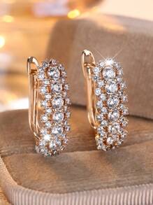 Vanel 2 pièces Boucles d'oreilles en cuivre incrusté de cubique zirconium étincelant, convenant pour les fêtes, les banquets, la décoration de mariage des femmes, des accessoires de bijoux de mariage élégants