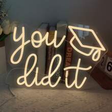 1pc Neon Sign Style Decorative Light With USB Port, Multicolor Lighting, Suitable For Classroom, School, Dorm, Party, Room Decor - Graduation Season