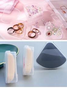 1/4/6pcs Multi-Size Transparent Case, Makeup Sponge Holder & Protector, Thickened Dustproof Box, Fishing Tackle Storage, Small Tool Plastic Box, Mini Parts & Jewelry Organizer, Portable Compact PP Powder Puff Case With Cover, Reusable Dustproof Makeup Pouch, Suitable For Travel (Transparent) - Multicolor - View 6