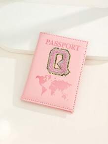 Capa Para Passaporte Com Letras De A A Z, Porta-Passaporte De Viagem Com Estampa De Mapa, Pasta Para Passaporte Rosa, Carteira Para Passaporte Para Viagens De Negócios