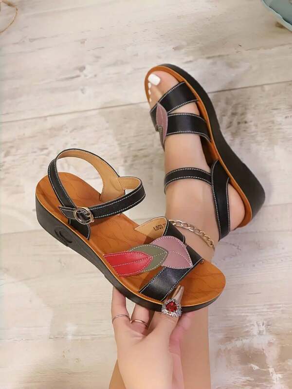 Chic Women's Platform Sandals - Open Toe, Ankle Strap, Casual Summer Shoes With Faux Cover Upper