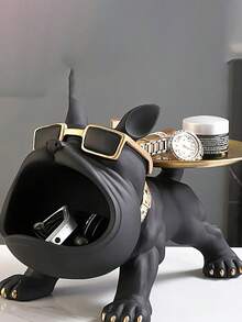 1pc Bulldog Figurine Storage Decor, Large Mouth Dog Statue Artistic Crafts, Home Living Room Office Bookshelf Decor, Tabletop Display Foyer Decoration, Handmade Home Decor Style Doll, Suitable As Small Gift, Home Essentials