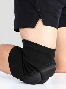 1 Pair - Thick Sponge EVA Knee Pads, Elastic Knitted Knee Brace, For Men& Women, Thick Breathable Sponge Knee Supports, Suitable For Dancing, Volleyball, Yoga, Household, Kneeling Activities, Black, Weight For 45-80kg