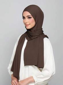 1 buah Jilbab Muslim Instan Bahan Lembut, Bernapas, dan Anti-Pilling, Cocok untuk Sepanjang Tahun dan Pemakaian Sehari-hari - cokelat - View 4