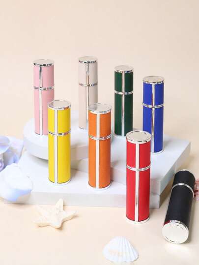 قطعة واحدة جهاز رش عطر صغير بسعة 5 مل مانع للتسرب، بسطح أنيق قماشي من الجلد الصناعي قابل لإعادة الاستخدام وللحمل، مع زجاجة داخلية من الزجاج وسطح معدني مطفي، مثالي للسفر والاستخدام اليومي، هدية رائعة للعائلة والأصدقاء