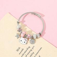 Sanrio 1pc Cartoon Sanrio Series KT Cat, Little White Rabbit, Kuromi Heart Rhinestone Alloy Bracelet, Cute & Versatile For Daily Wear