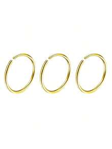 1/3 piezas Pequeños aros de nariz circulares para mujeres, joyas de piercing de nariz con aros de oro de 14K, aretes de aro de nariz falsa perforada con estilo punk, pequeños aros de septo, cartílago y trago - Multicolor - Ver 5