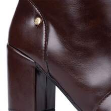 Domidona Women's High-Top Dress Boots With Pointed Toe And Block Heel - Rust Brown - View 8