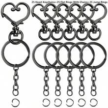 45pcs/75pcs Heart-Shaped Swivel Spring Clips, Zinc Alloy Keychain Parts Kit, Flat Split Ring With Chain, Suitable For Jewelry Making, DIY Craft, Keychain Lanyard - One Size - View 11