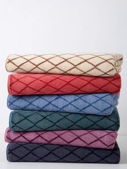 1 pieza Toalla de baño rectangular, en varios colores, con patrones simples de cuadros/rayas, de 70*140cm de fibra de poliéster o 34*75cm toalla de mano, unisex para adultos, para el hogar, absorbente, de secado rápido y suave, adecuada para baño, hotel, gimnasio, viaje, fiesta, salón de belleza, piscina, exterior, playa - para todas las estaciones, escuela, vuelta al cole, viaje, artículos esenciales para el hogar, toalla, cuidado de la piel