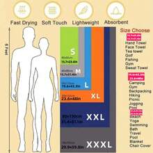 超细纤维毛巾，超细纤维沙滩巾，背包浴巾，速干露营毛巾，轻便，柔软，紧凑，快干，适合健身，徒步旅行，瑜伽，露营，旅行