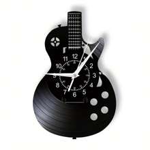 Vintage Rock Guitar Vinyl Record Wall Clock, Retro Music Black Clock, Bedroom Home Decor, Ideal Gift For Guitar Masters And Players