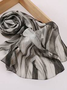 1pc Soft Tie-Dye Printed Hijab Scarf - Multicolor - View 3