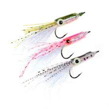 3PCS Luminous Eyes Squid Fly Artificial Hard Lure Streamer Saltwater Big Game Flies For Inshore Offshore Saltwater Species - Multicolor - View 2