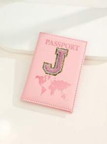 Capa Para Passaporte Com Letras De A A Z, Porta-Passaporte De Viagem Com Estampa De Mapa, Pasta Para Passaporte Rosa, Carteira Para Passaporte Para Viagens De Negócios