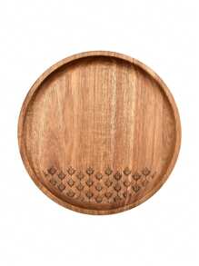 1pc Vintage Wooden Round Food Plate (20cm)