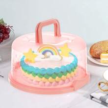 1 pieza Caja de almacenamiento para pastel de 8 pulgadas con tapa y asa, caja de pastel portátil de PP, adecuada para picnic al aire libre, camping, interior/exterior del hogar, oficina, escuela, vacaciones, fiesta de cumpleaños, boda, horneado, color y estilo aleatorios