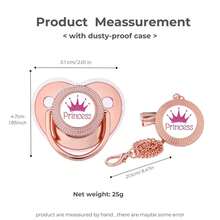 1 件装 Bling 奢华皇冠硅胶奶嘴安抚奶嘴新生儿假奶嘴金色升华婴儿奶嘴夹套装 - 彩色 - 查看 9