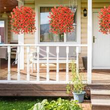 1 pieza Flor artificial simulada, Flor artificial de Campanilla con hojas de eucalipto, plantas colgantes realistas, adecuadas para boda, hogar, oficina, jardín, decoración de cumpleaños, aniversario, graduación, decoración de jardín, plantas de exterior, jardinería, flores artificiales, decoración de hogar y jardín, decoración de habitaciones, regalo decorativo de cumpleaños y graduación