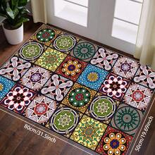 Bohemian Abstract Pattern Style Doormat, Suitable For Indoor And Outdoor Use, Low-Profile Design, Machine-Washable Rug, Dotted Non-Slip Backing, Ideal For Front Doors And Entryways Outdoor Rug Door Mat Bathroom Decor Summer - Multicolor - View 6
