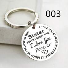 1 pieza Llavero de acero inoxidable con diseño lindo "Te amo por siempre" como regalo para hermana, familia, mujer, cumpleaños, Navidad, Año Nuevo, fiestas, Día de Acción de Gracias, accesorios de coche, bolso, mochila, portaidentificaciones, estilo gótico y Y2K