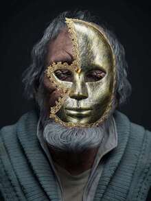 1pc Antique Gold And Silver Rhinestone Masquerade Party Half Face With Venetian Party Halloween Mask Creative Personalized - A - View 1