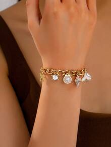 1pc Starfish & Shell Pendant Bracelet, Suitable For Women To Wear Casually In Spring/Summer - White - View 2