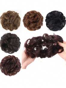 2PCS KIDS Donut Hair Bun Updo Chignon With Elastic Hair Rope - Synthetic Hair Extensions For Natural Looking Daily Wear Hair Accessories