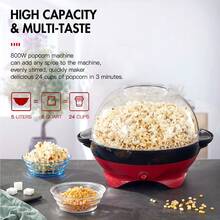 Yabano Máquina de palomitas, Máquina de palomitas de 6 cuartos de galón, plato antiadherente, agitador eléctrico con tecnología de calentamiento rápido, mangos de toque frío - Tipo de Enchufe A USA (110-127V) - Ver 2