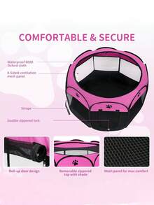 Pet Playpen House For Dogs Simple Foldable Portable Multifunctional - روز أحمر - مشاهدة 5