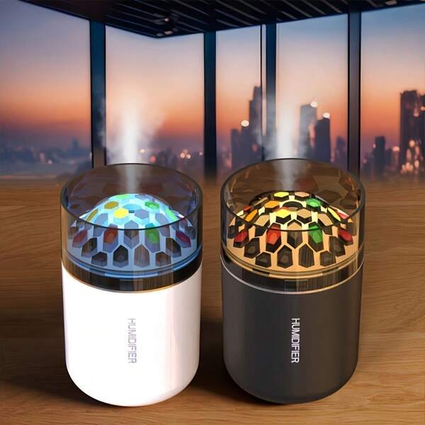1 pieza Humidificador mini de 180ml, con luces de colores, pulverización automática desodorizante, lámpara de ambiente de colores, humidificador de escritorio, humidificador mini de gema de colores simulada, lámpara portátil de fragancia de niebla fría