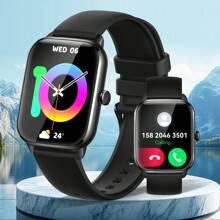 EIGIIS 1 Stück Unisex Smartwatch (Anrufe tätigen/annehmen), 1,9" HD voll berührungsempfindlicher quadratischer Bildschirm, robuste Sportuhr, kompatibel mit Android, 230 mAh wasserdichter Fitness-Tracker mit Schlafüberwachung und Schrittzähler
