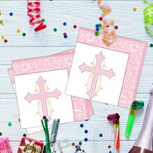 20pcs/40pcs/60pcs, God Napkins-Baptism, First And Mi Bautizo Napkins With A Cross Design, Suitable For Newborn Baptism Parties And Baptism Party Decoration - Multicolor - View 12
