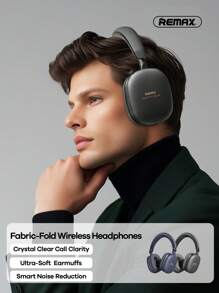 REMAX Remax Bluetooth Headphones Over Ear With Built-In Microphone, Multi-Angle Adjustment, 70 Hours Super Long Playtime Wireless Headphones, Foldable Lightweight Headset, With AI Assistant, Premium Gift For Friend, Classic Best Seller Of Store(Black/Blue)