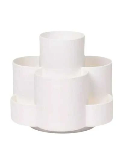 Organizador de Mesa Multi Divisórias Redondo Flor Giratório Porta Caneta Lápis Treco Multifuncional