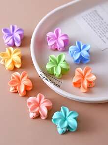 30pcs/Set Macaron Color Plumeria Hair Claws Mini Elegant Claw Clips For Buns, Half Updo Hairstyle, For Women Hair Jaw Clip Hair Clamps Hair Clutch Hair Catcher Clip, Beach Accessories Fall Winter Flower Hair Clip Hair Accessories For Women For Vacation Outfits Woman