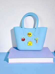 1pc Silicone Perforated Tote Bag DIY, Parent-Child Portable Organizer Perforated Hollow Handbag, Suitable For Beach, Phone, Maternal And Infant, Outing - Beach Bag Type B - View 6