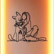 1 bucată femeie care îmbrățișează ciobanesc german artă de perete din sârmă de metal – cadou pentru iubitorii de câini pentru acasă, birou sau cafenea – decor unic pentru Ziua Îndrăgostiților, Paște, Ziua Recunoștinței și inaugurarea casei - Negru - Vizualizare 3