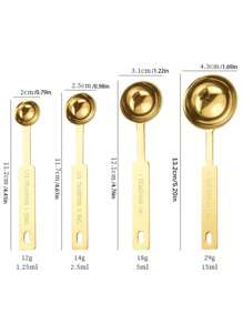 1pc Measuring Spoon Set, Premium Stainless Steel Metal Measuring Spoons, Includes Soup Spoon, Tea Spoon, Coffee Spoon For Precise Measuring Of Liquids And Solids, For Cooking, Baking, Seasoning, Dishwasher Safe Back To School