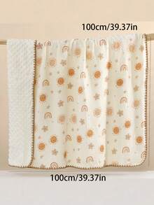 1 件笑脸太阳图案婴儿保暖凸珠羊毛毯，婴儿房幼儿盖毯，成人办公室防风披肩，儿童汽车座椅毯，四季适用 - 微笑太陽 - 查看 4