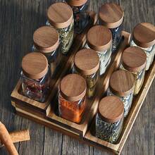 120ml Glass Spice Jars With Wooden Lids, 12pcs/Set Or 24pcs/Set Kitchen Seasoning Containers - Acacia Wood Cap 120ml Seasoning Bottle - View 2