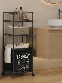 1pc Multilayer Bathroom Laundry Basket, Home Dirty Clothes Hamper, Bathroom Storage Rack, Rolling Dirty Clothes Basket